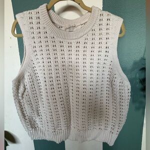 Universal Thread Cream Crochet Knit Sleeveless Vest